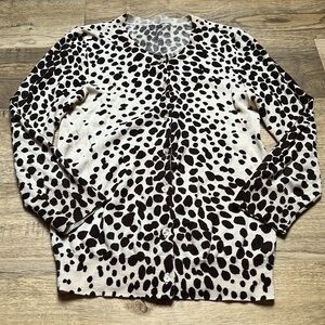 100% Merino Wool Cow Print Cardigan
